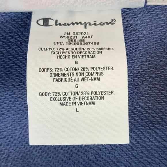 Champion sweatshirt pullover shirt top blue white cotton athletic Womens Large - Picture 6 of 6